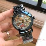 Solid Black Patek Philippe Skeleton Replica Watches 42mm